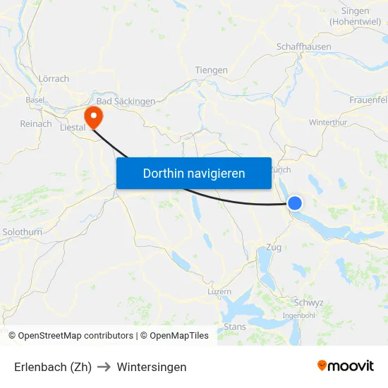 Erlenbach (Zh) to Wintersingen map