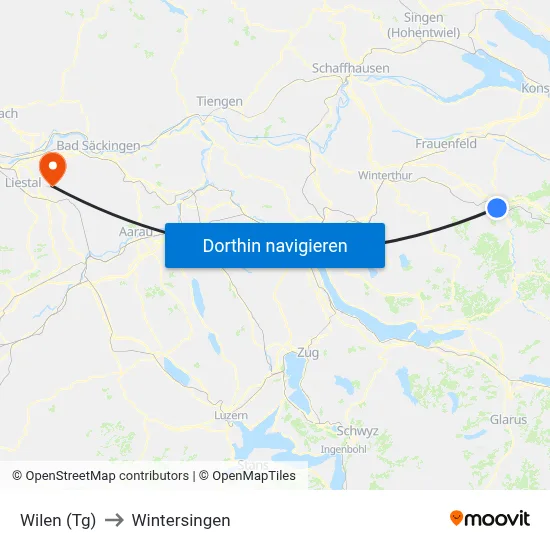 Wilen (Tg) to Wintersingen map
