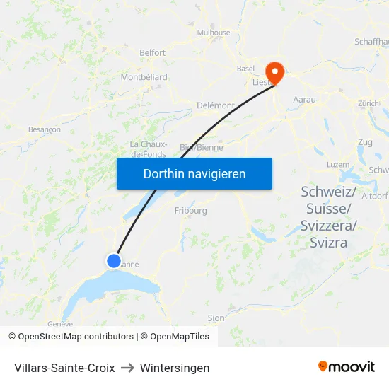 Villars-Sainte-Croix to Wintersingen map