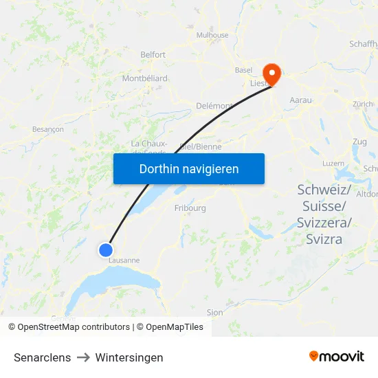 Senarclens to Wintersingen map