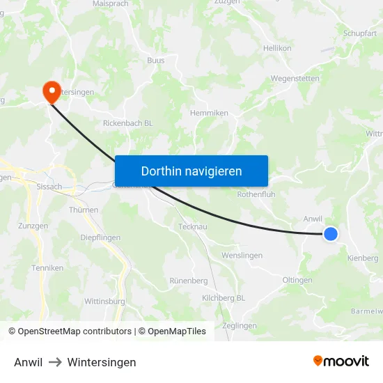 Anwil to Wintersingen map