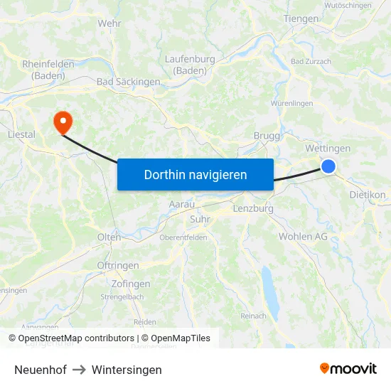 Neuenhof to Wintersingen map