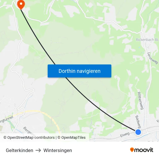 Gelterkinden to Wintersingen map