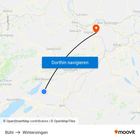 Bühl to Wintersingen map