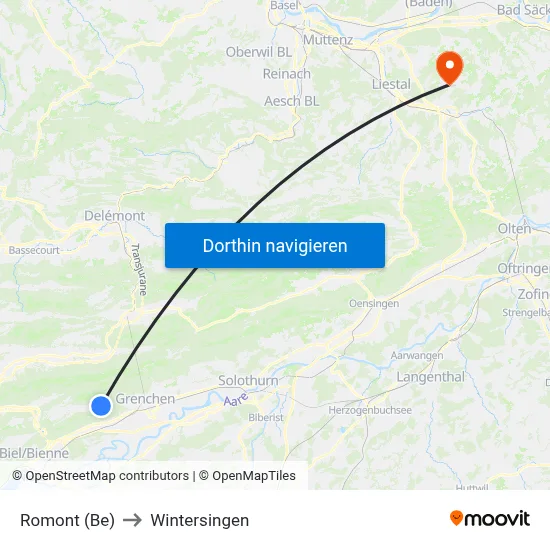 Romont (Be) to Wintersingen map