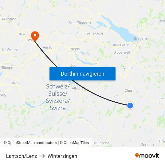 Lantsch/Lenz to Wintersingen map