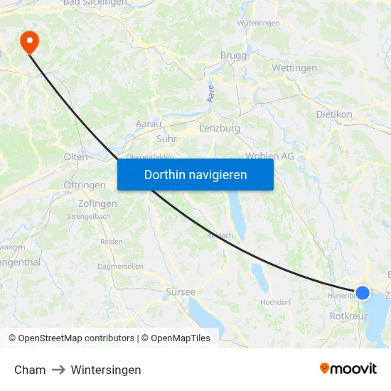 Cham to Wintersingen map