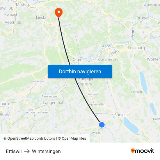 Ettiswil to Wintersingen map