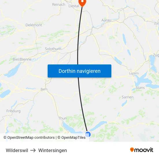 Wilderswil to Wintersingen map