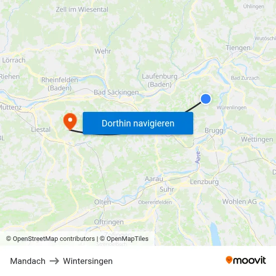 Mandach to Wintersingen map