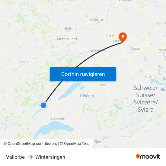 Vallorbe to Wintersingen map