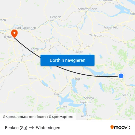 Benken (Sg) to Wintersingen map