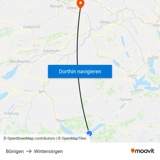 Bönigen to Wintersingen map