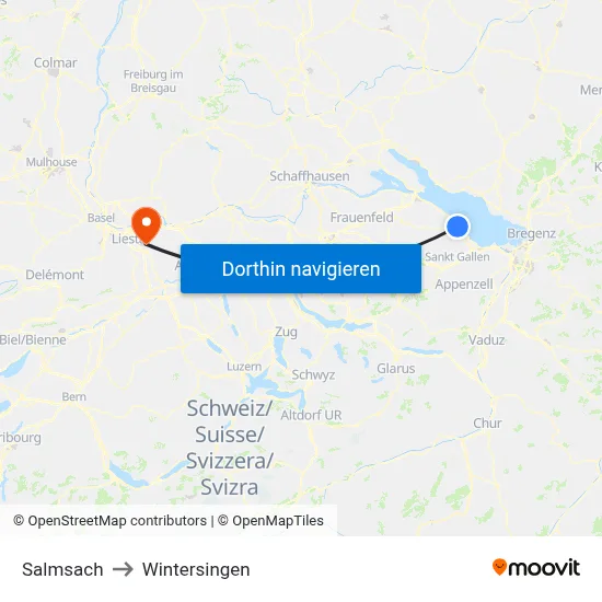 Salmsach to Wintersingen map