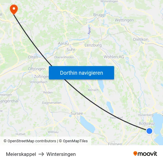 Meierskappel to Wintersingen map