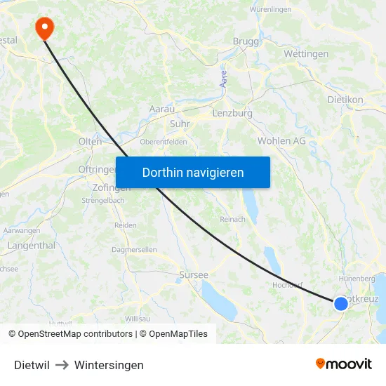 Dietwil to Wintersingen map