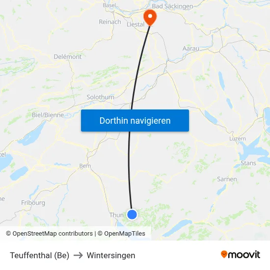 Teuffenthal (Be) to Wintersingen map