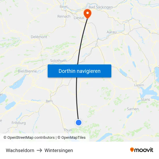 Wachseldorn to Wintersingen map