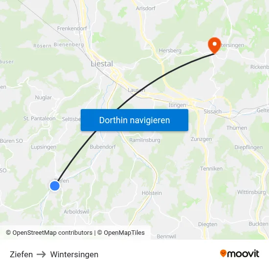 Ziefen to Wintersingen map
