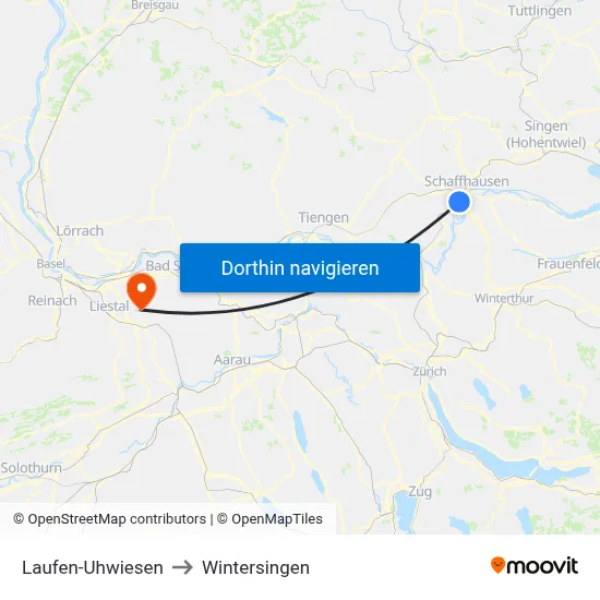 Laufen-Uhwiesen to Wintersingen map