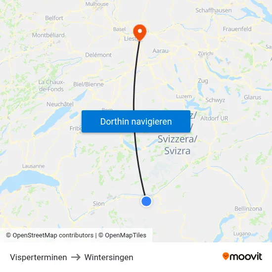 Visperterminen to Wintersingen map