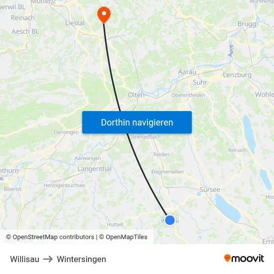 Willisau to Wintersingen map
