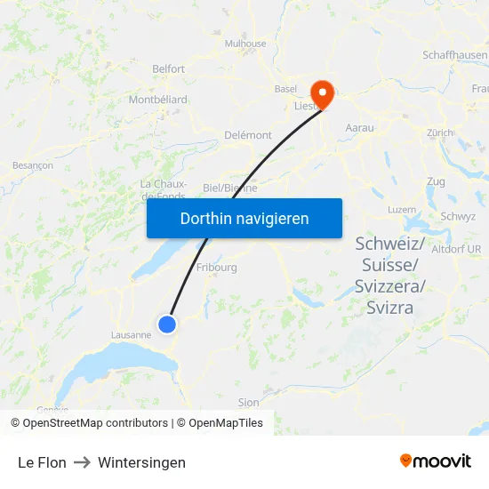 Le Flon to Wintersingen map