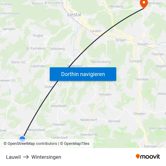 Lauwil to Wintersingen map
