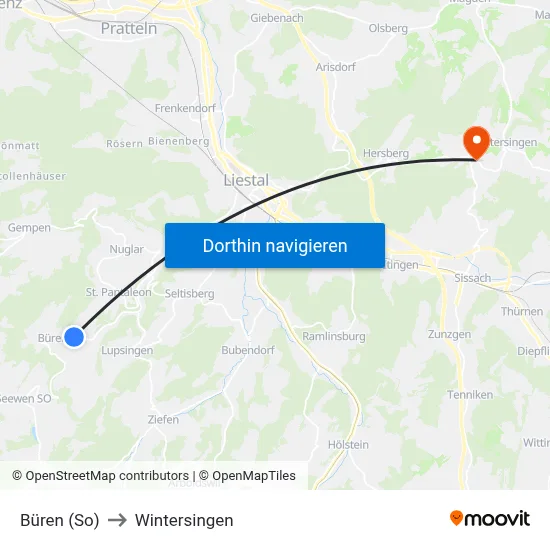 Büren (So) to Wintersingen map