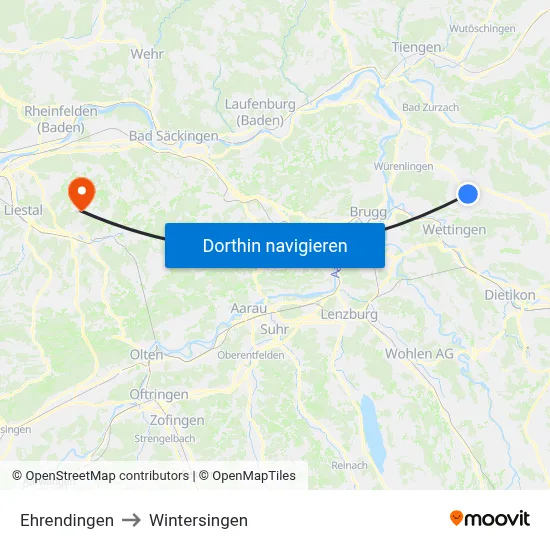 Ehrendingen to Wintersingen map