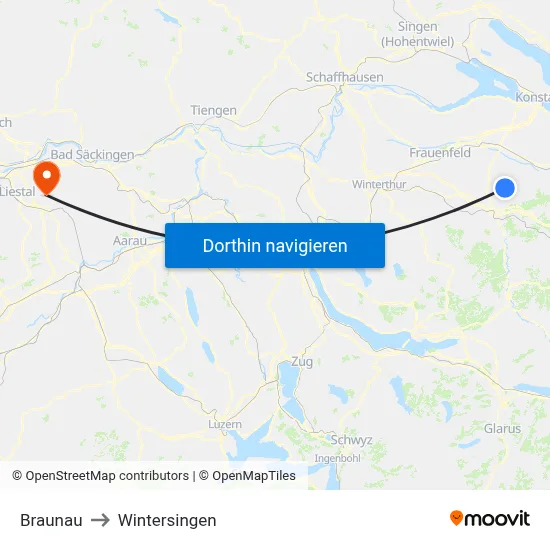 Braunau to Wintersingen map