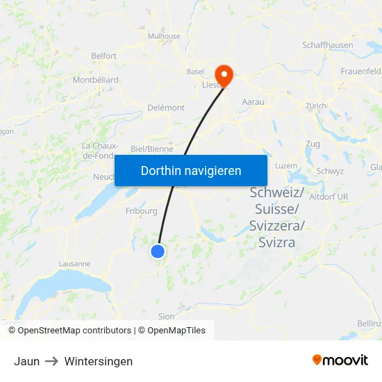 Jaun to Wintersingen map