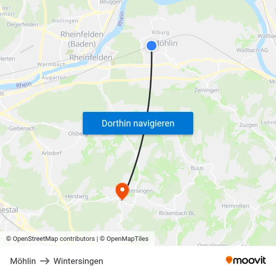 Möhlin to Wintersingen map