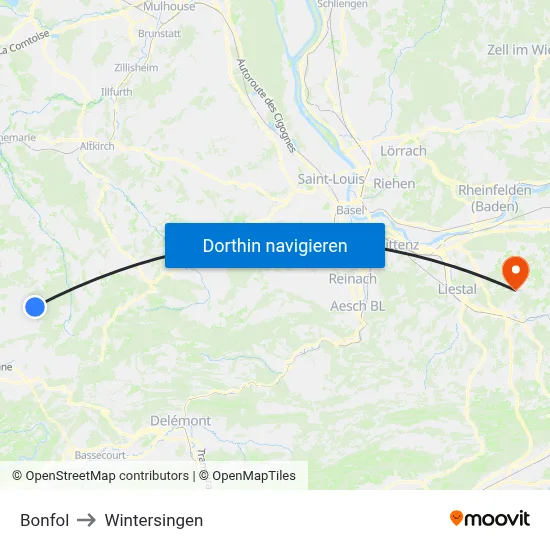 Bonfol to Wintersingen map