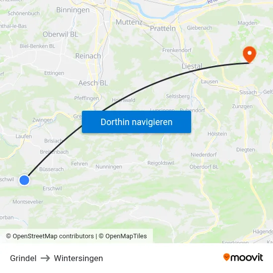 Grindel to Wintersingen map