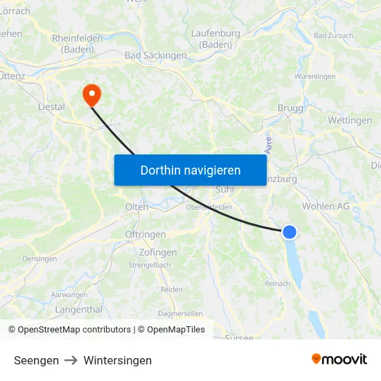 Seengen to Wintersingen map
