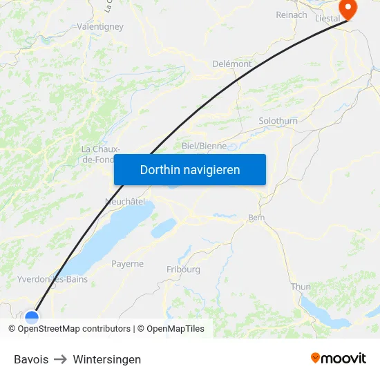 Bavois to Wintersingen map