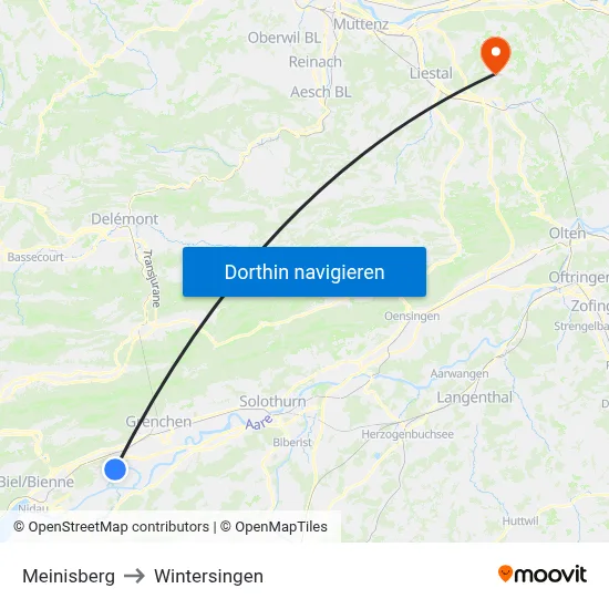 Meinisberg to Wintersingen map