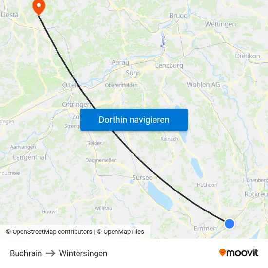 Buchrain to Wintersingen map