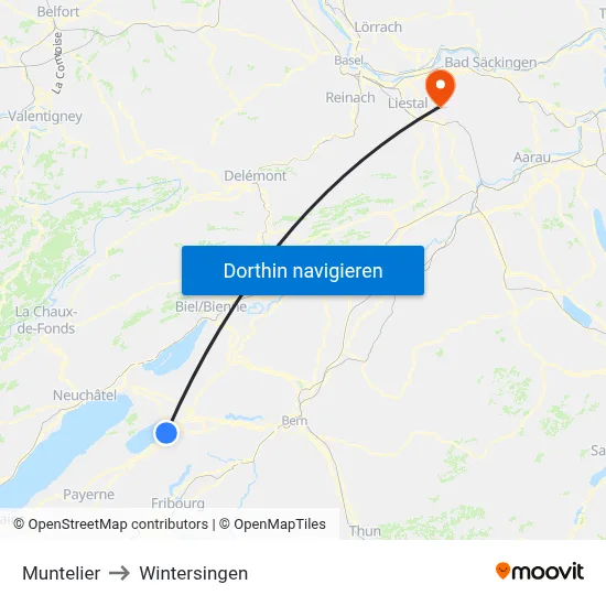 Muntelier to Wintersingen map