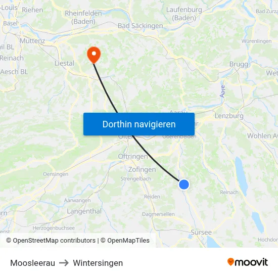 Moosleerau to Wintersingen map