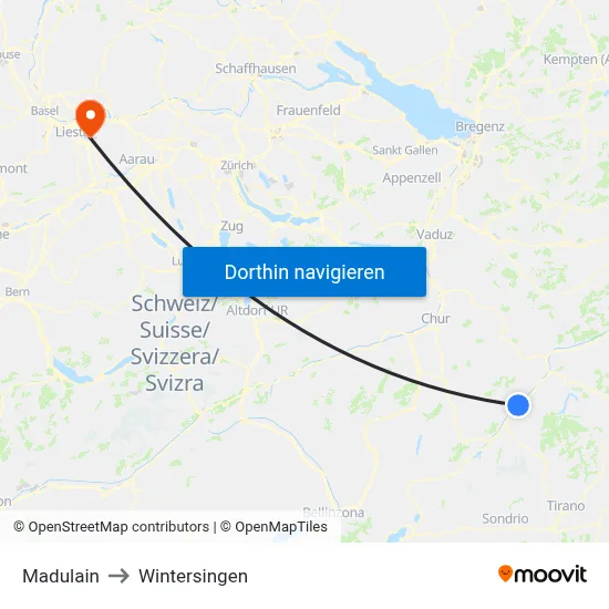 Madulain to Wintersingen map