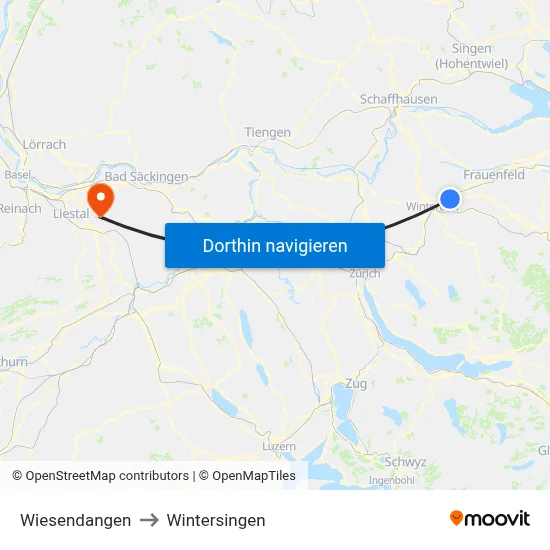 Wiesendangen to Wintersingen map