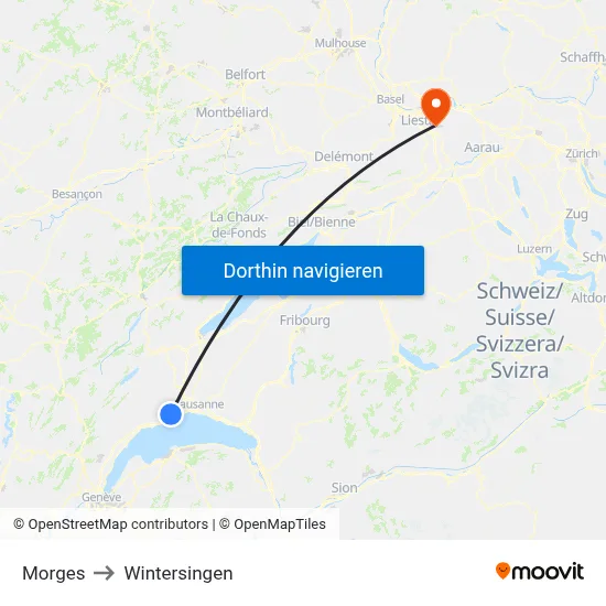 Morges to Wintersingen map