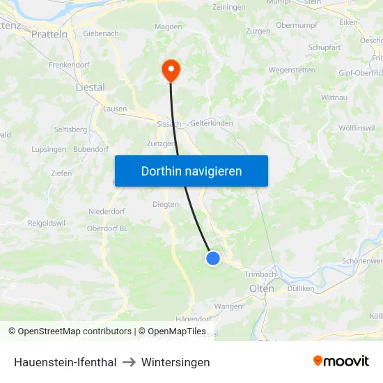 Hauenstein-Ifenthal to Wintersingen map