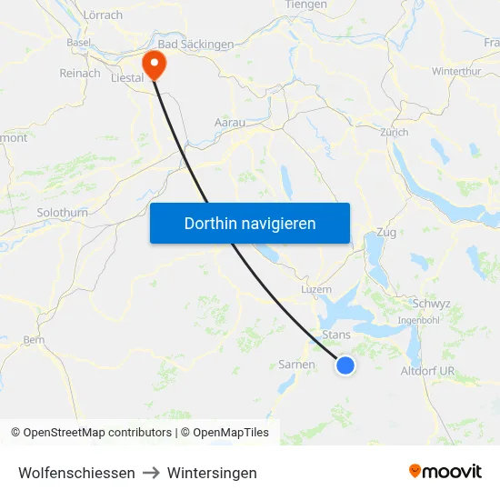 Wolfenschiessen to Wintersingen map