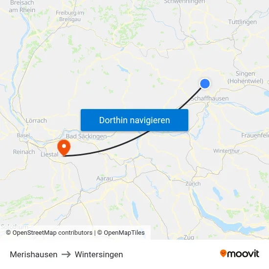 Merishausen to Wintersingen map