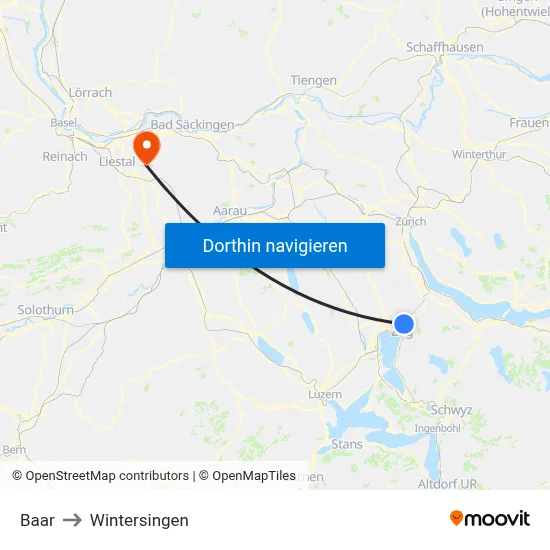 Baar to Wintersingen map