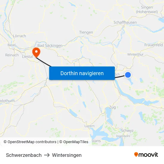 Schwerzenbach to Wintersingen map