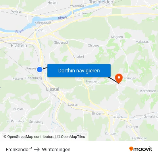 Frenkendorf to Wintersingen map